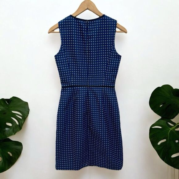๐ J. Crew Paneled Sheath Dress in Navy Blue Foulard Print - Picture 4 of 11
